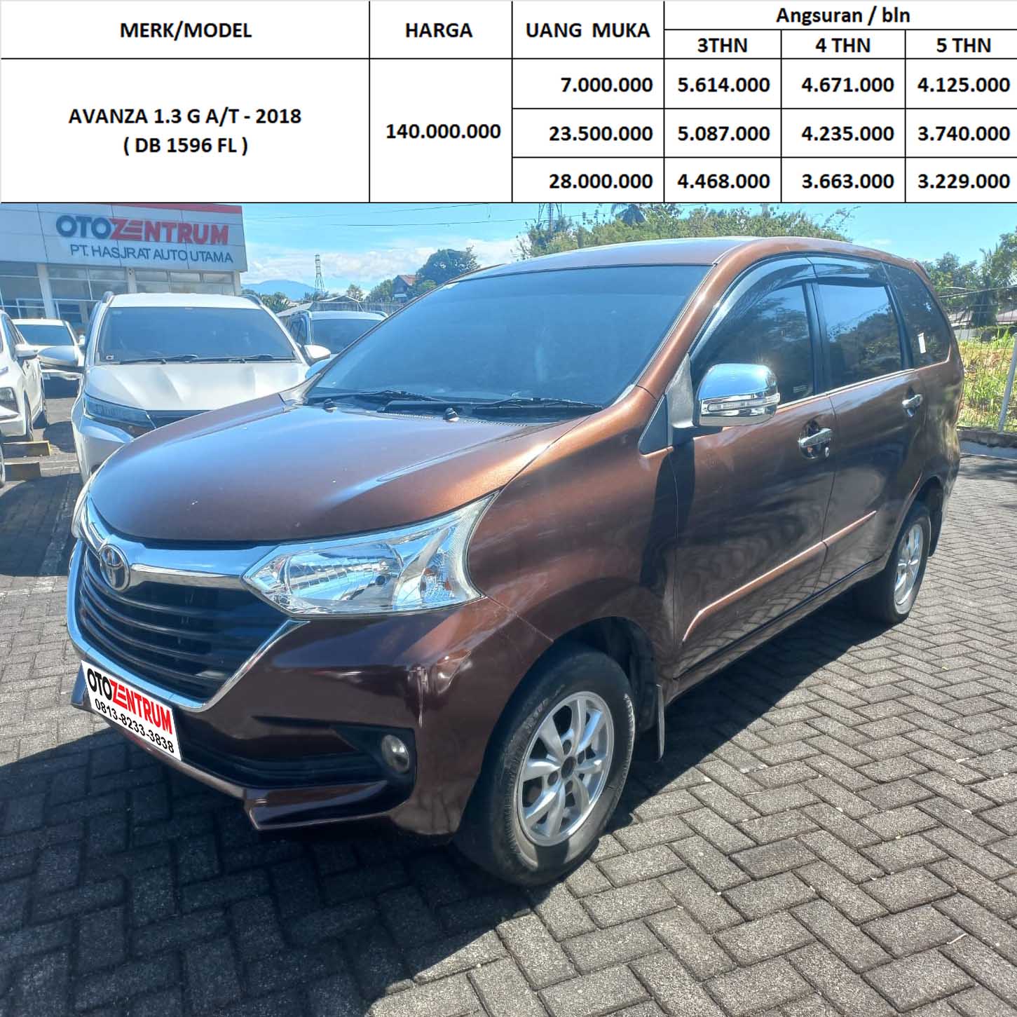 AVANZA 1.3 G A/T - 2018 ( DB 1596 FL )